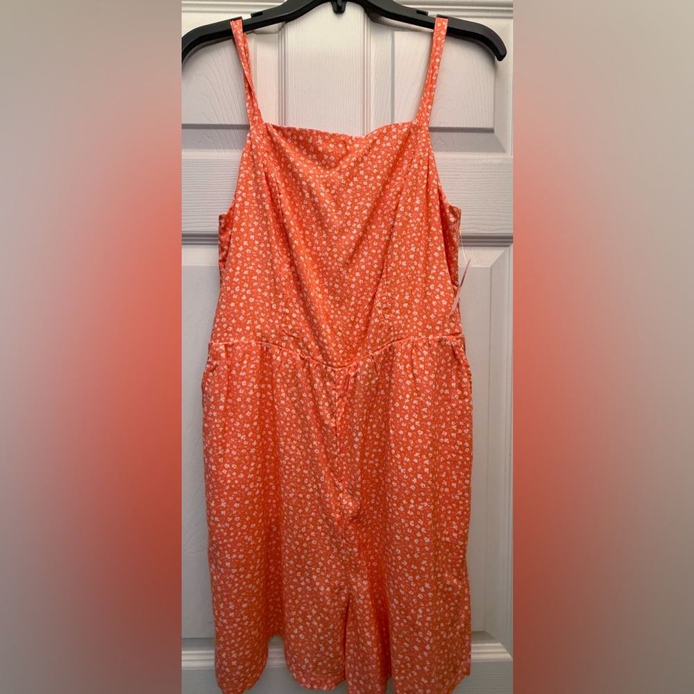 Old Navy Orange Floral Sleeveless Romper